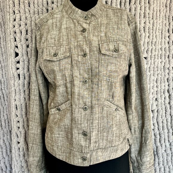 Mexx Light Brown Linen Blend Utility Jacket – Size 12 - Picture 8 of 14